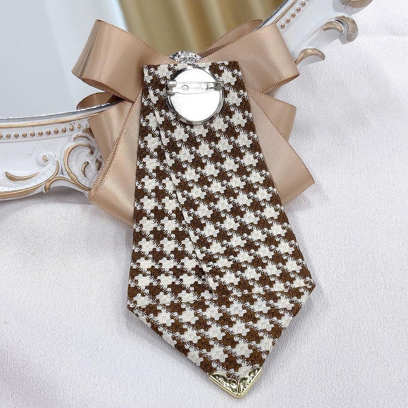 Dtja Men's Teardrop Rhinestone Bow Pre-Tied Brooch for Unisex Elegant Crystal Satin Fabric Houndstooth Ribbon Neck Tie Brooches Lapel Pins Wedding Prom Party Costume Bow Tie - Image 4